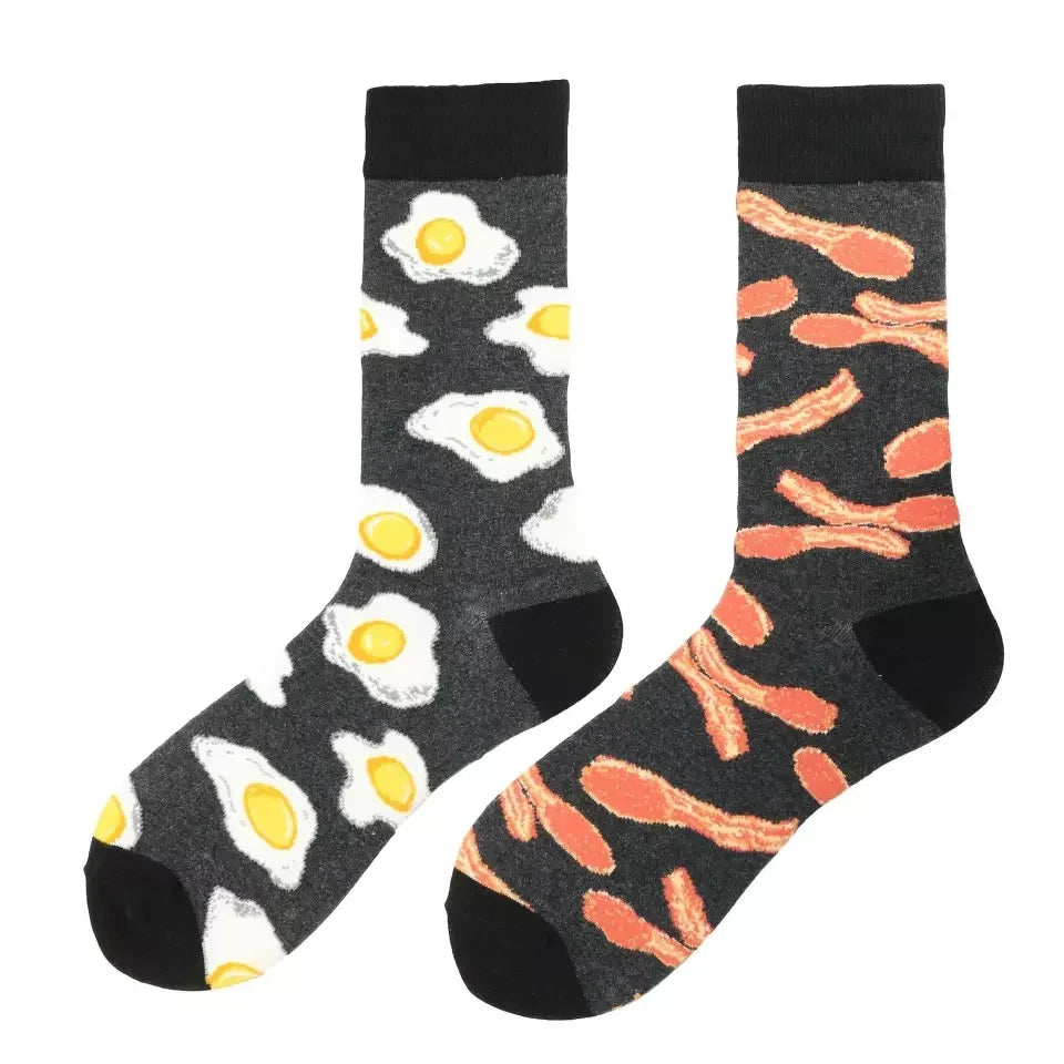 Men's Harajuku socks with print Funny AB asymmetric fashion colorful skateboard socks Happy Business Socks