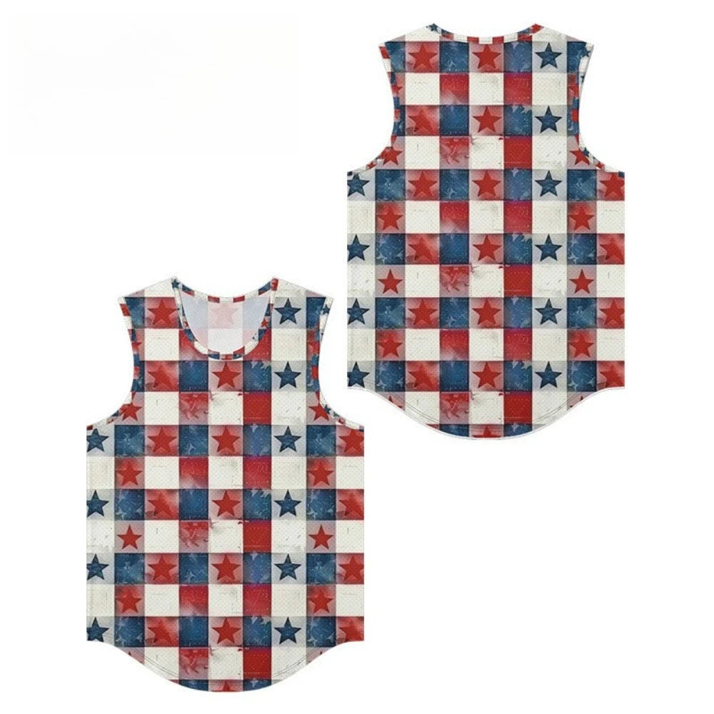 Mens Tank Top Vests Stars Sharks Printed Trendy Breathable Beachwear Essential Sleeveless Loose Summer Sports Oversize Clothing