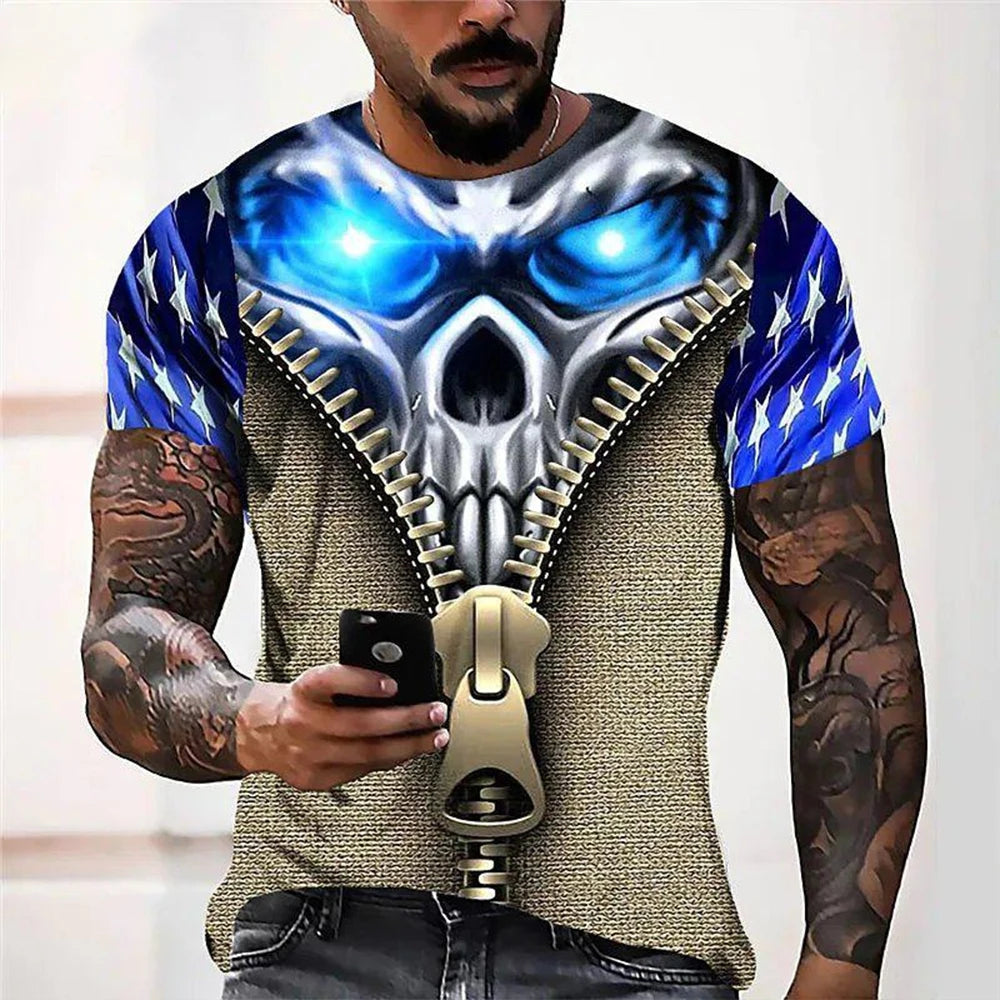 3D Printed Skull T-Shirt for Men Casual Summer Wear