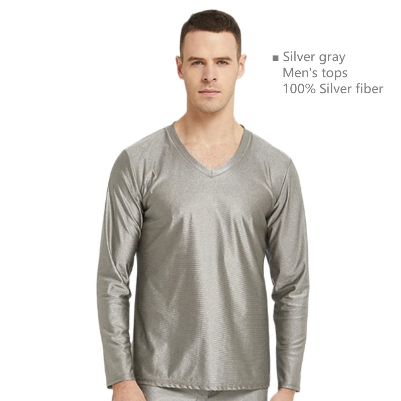 Real electromagnetic radiation protective 100% silver fiber knitted fabric long underwear EMR