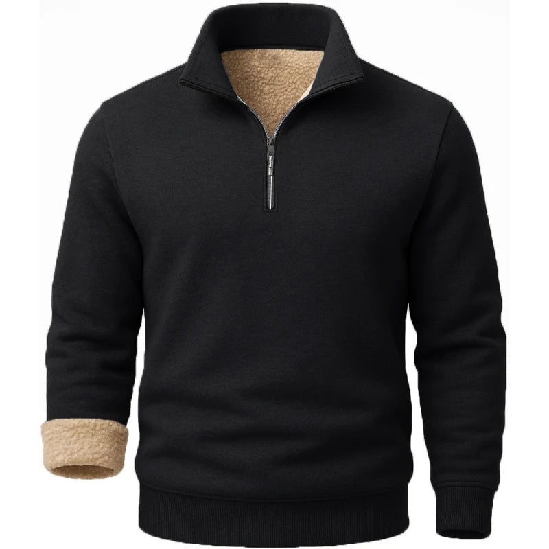 Men's Thick Pullover Sherpa T-Shirt with Zipper Closure