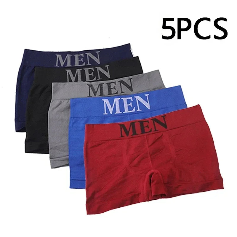 5PCS Men’s High Elastic Breathable Boxer Briefs