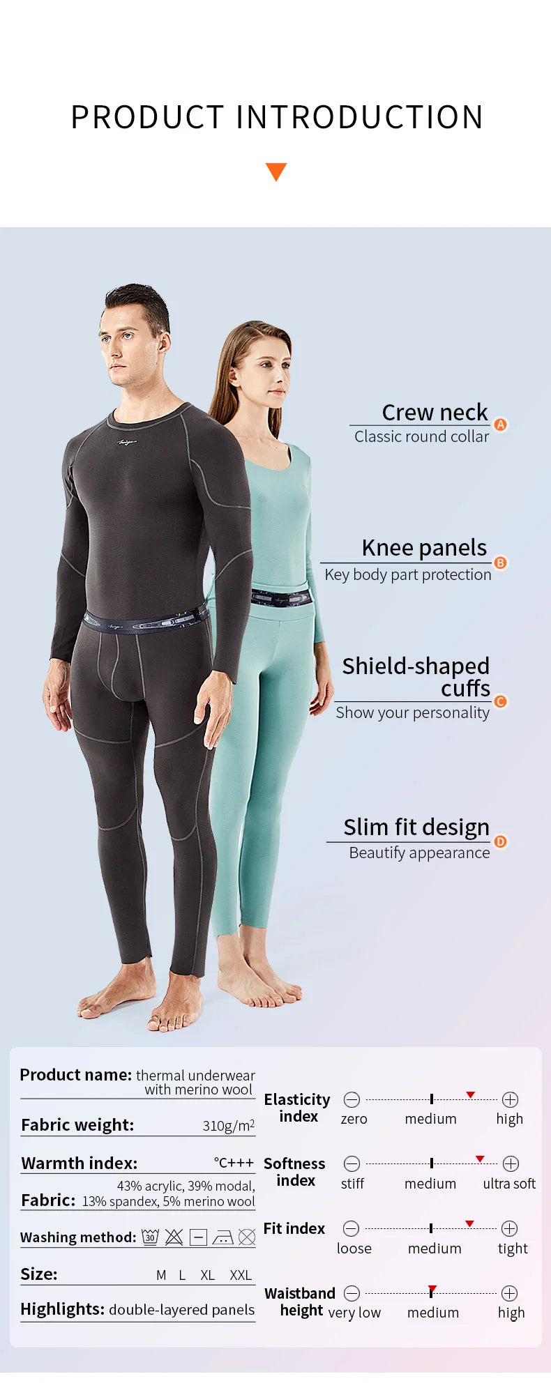 Thermal Underwear with Merino Wool – Warm, Soft Fleece-Lined Long Johns