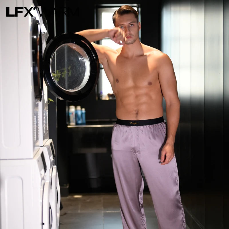 52025 Men's 100% Mulberry Silk Lounge Pants – Pure Silk Loungewear with Premium Comfort, Relaxed Elegance and Style