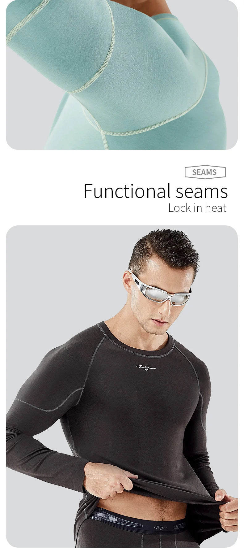 Thermal Underwear with Merino Wool – Warm, Soft Fleece-Lined Long Johns