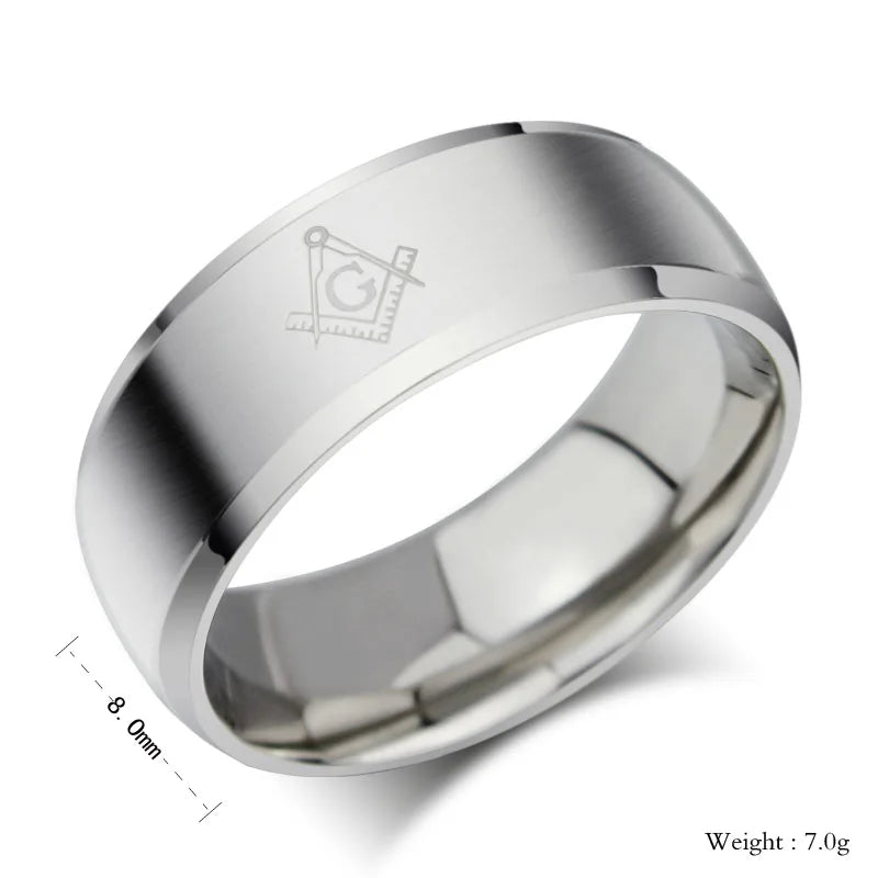 MSCHENGDORIS Masonic Rings Titanium Ring Men Stainless Steel Jewelry For Women Men