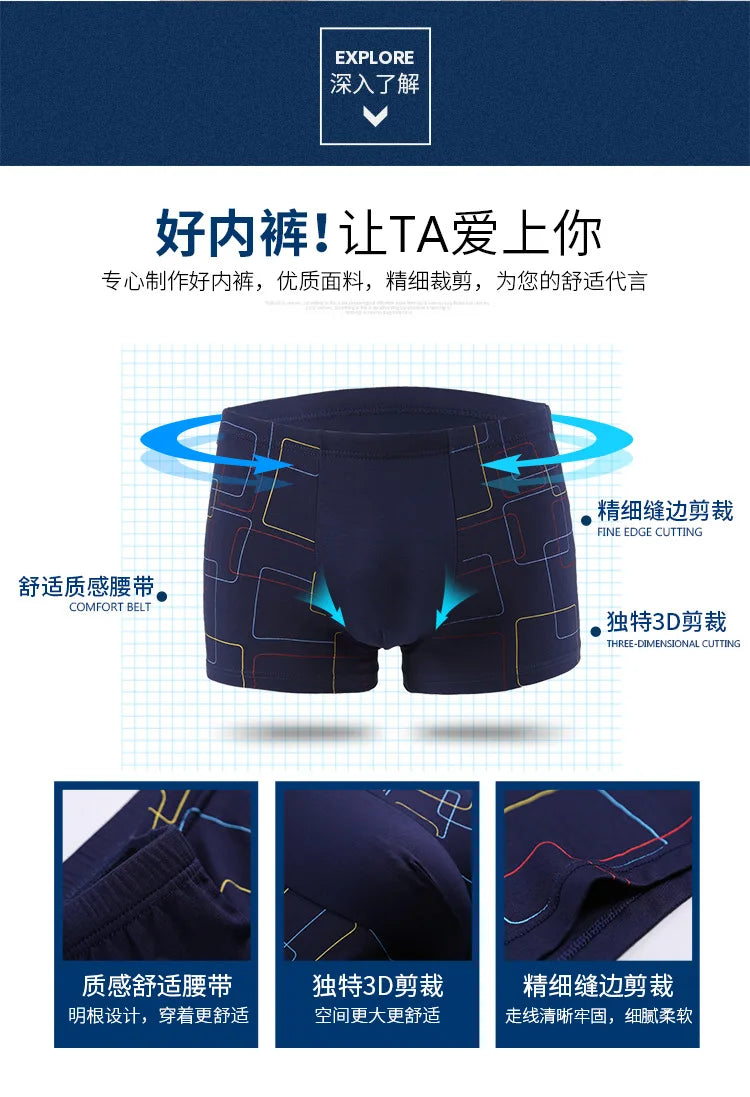 Men's Modal Boxer Shorts Breathable Underwear 2XL-7XL
