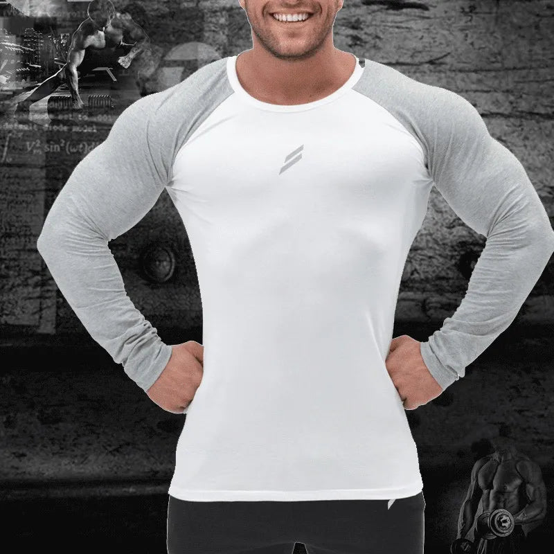 Mens Long Sleeve T Shirts Spring Summer Slim Shirts Male Tops Leisure Bodybuilding Long Sleeve Personality Tees