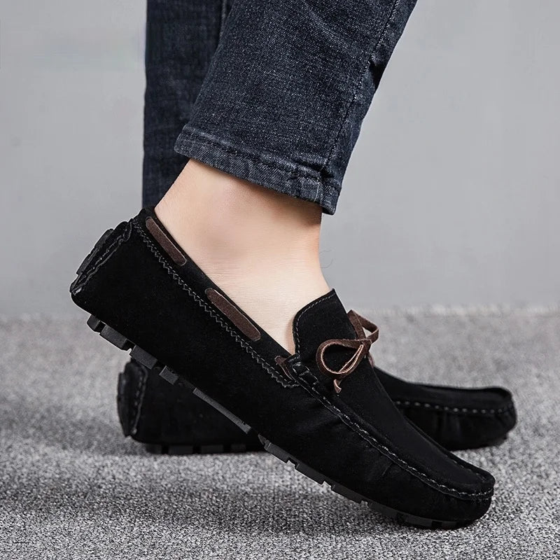 Mens Moccasin Loafers in Gray Brown Black Leather