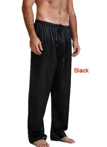 Summer New Mens Loose Satin Pants Sleep Bottoms Nightwear Ice Silk Home Pajamas Sleepwear Trousers 4 Colors