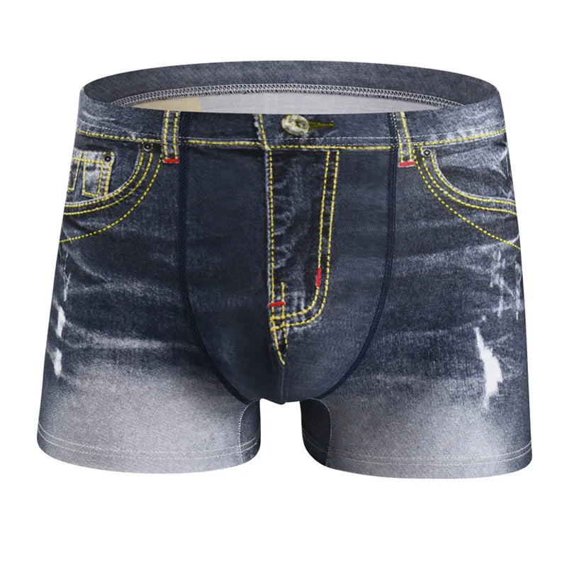 Men's 3D Print Denim Boxer Shorts