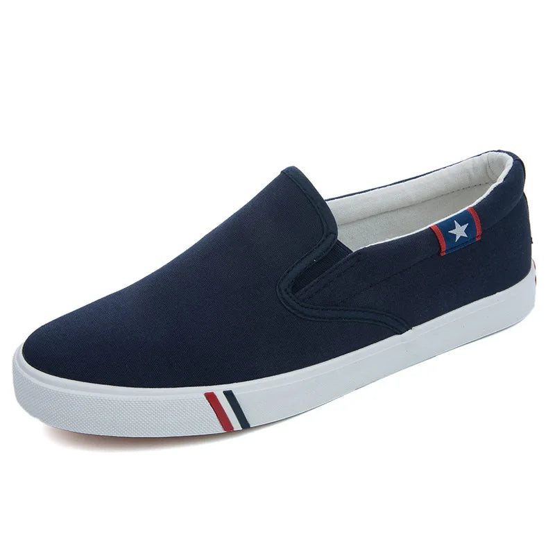Black Canvas Slip-On Casual Shoes for Men