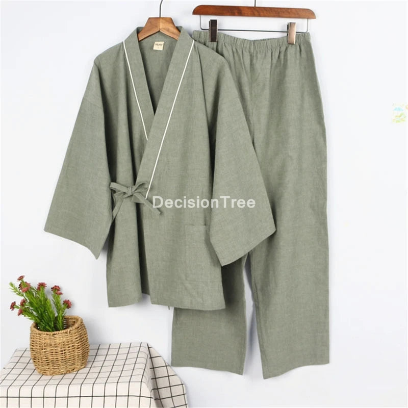 DecisionTree Japanese Style Cotton Linen Men Pajamas