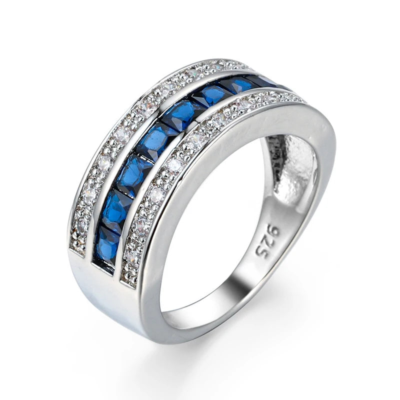 Fashion Ring for Men + Women Silver Jewelry with Zircon Gemstone