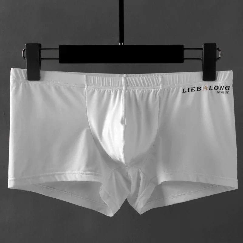 Ice Silk Boxer Underpants for Men with U Convex Pouch
