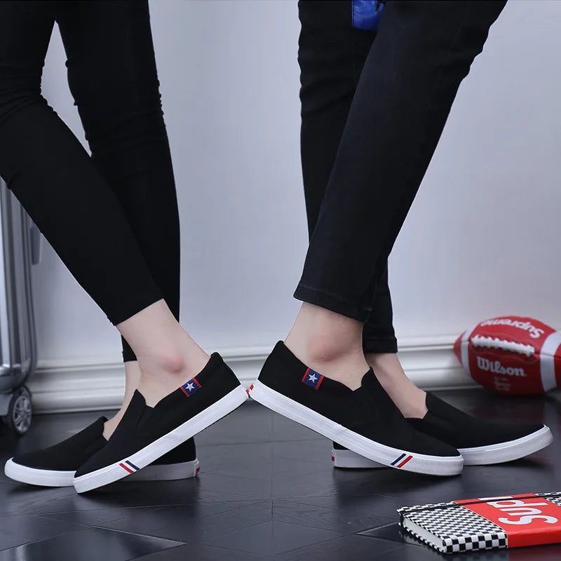Black Canvas Slip-On Casual Shoes for Men
