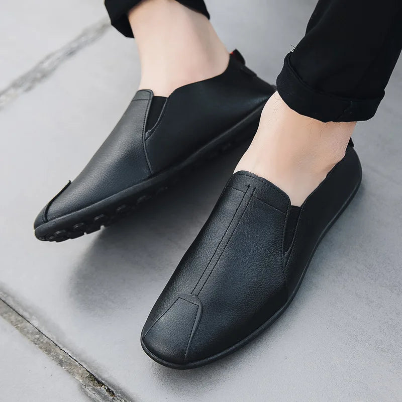 OLOMM Mens Casual Loafers Natural Leather Driving Shoes