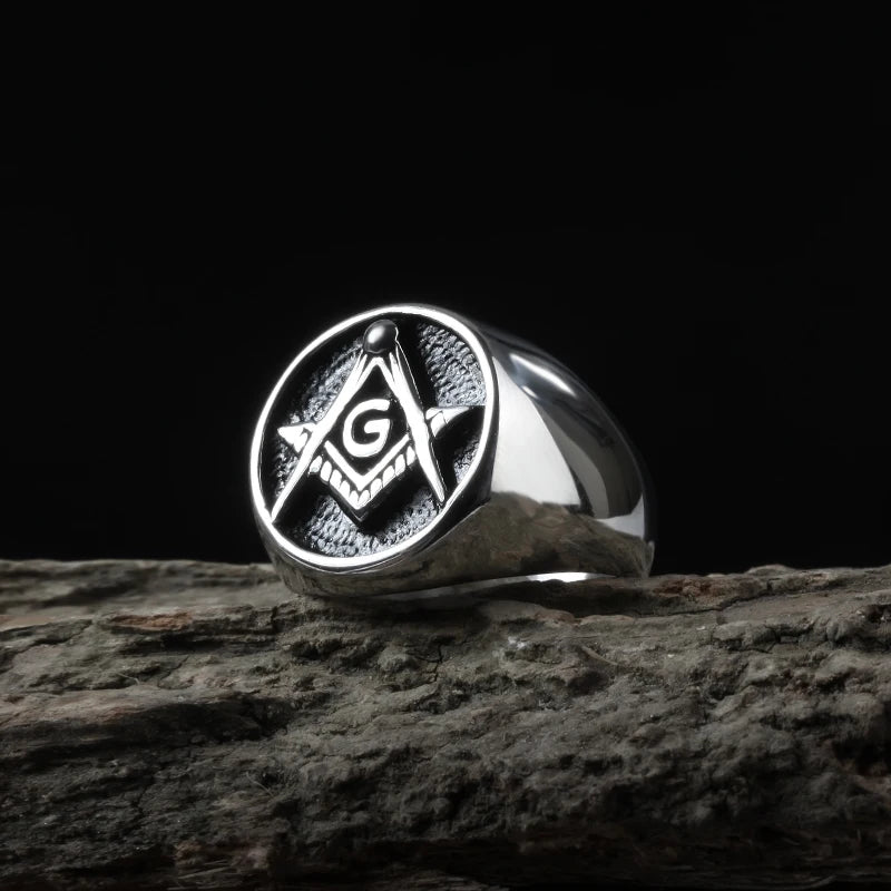 Masonic Gemeidax Vintage Rings For Men Punk Fashion Jewelry Retro Golden