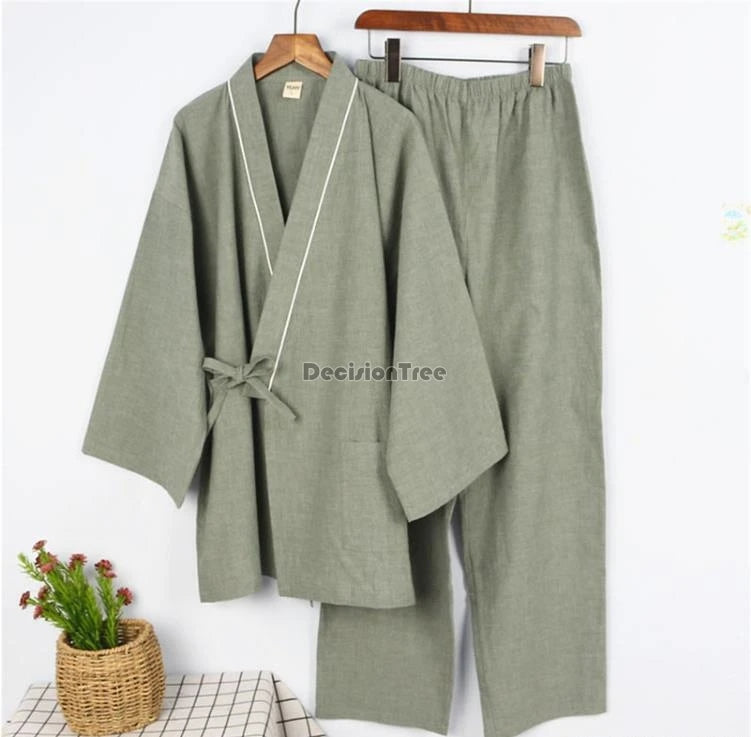 DecisionTree Japanese Style Cotton Linen Men Pajamas