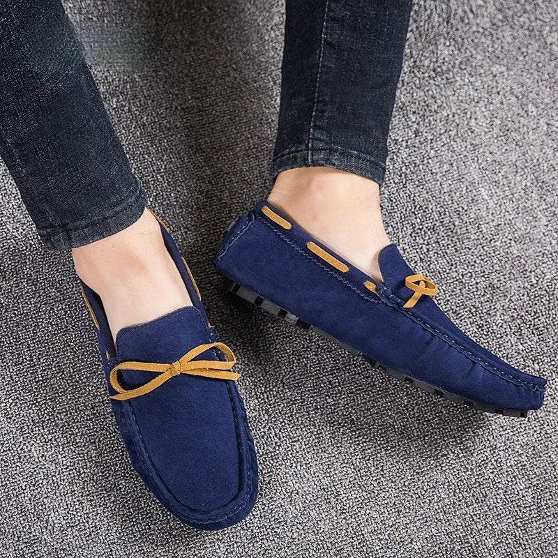 Mens Moccasin Loafers in Gray Brown Black Leather