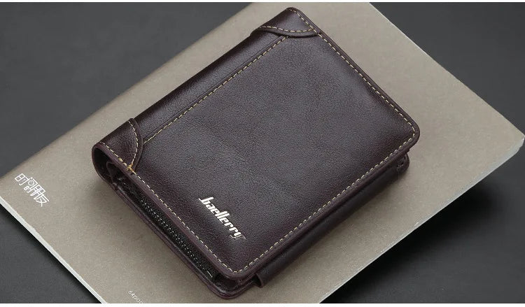 New PU Leather Men Wallets High Quality Zipper Vintage Coin Holder Men
