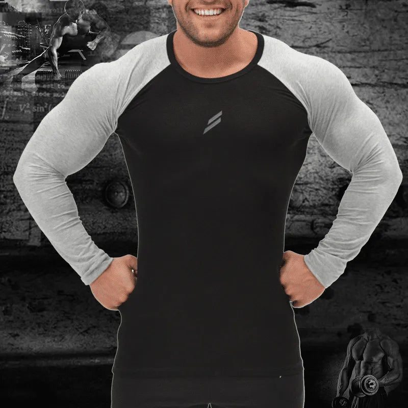 Mens Long Sleeve T Shirts Spring Summer Slim Shirts Male Tops Leisure Bodybuilding Long Sleeve Personality Tees