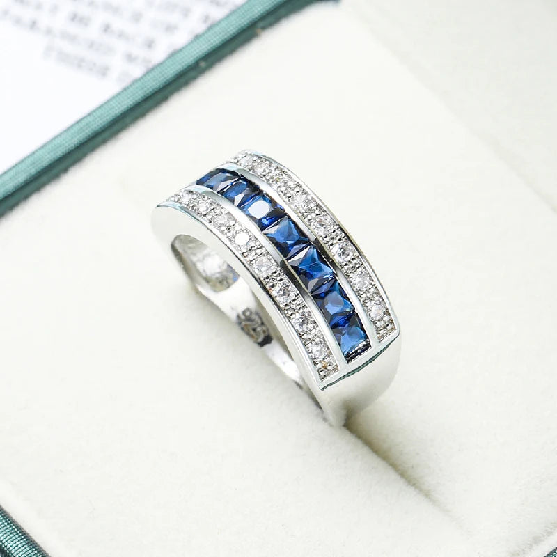 Fashion Ring for Men + Women Silver Jewelry with Zircon Gemstone
