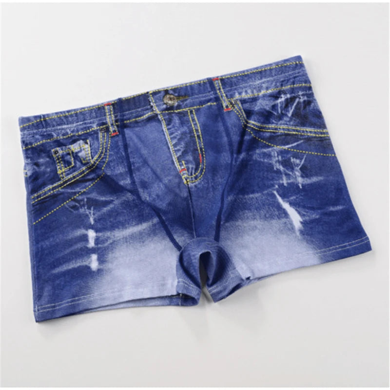 Men's 3D Print Denim Boxer Shorts