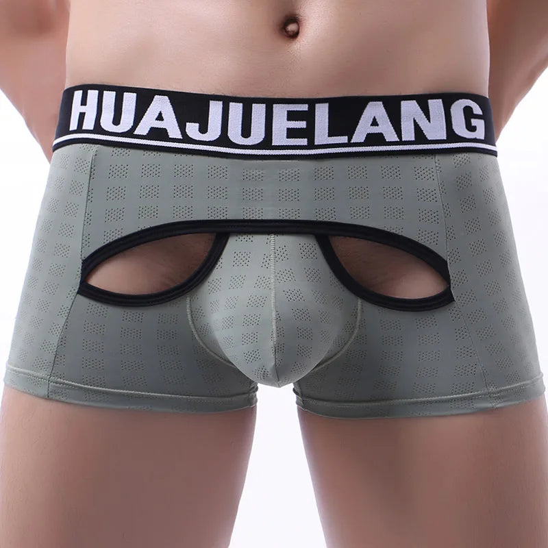 Men's Breathable Mesh Boxer Shorts with Big Penis Pocket