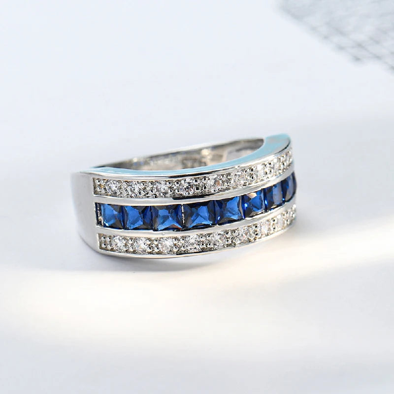 Fashion Ring for Men + Women Silver Jewelry with Zircon Gemstone