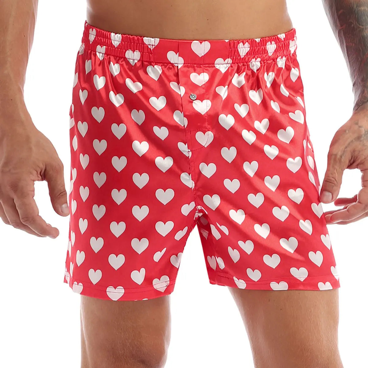 Men's Loose Heart Print Boxer Shorts