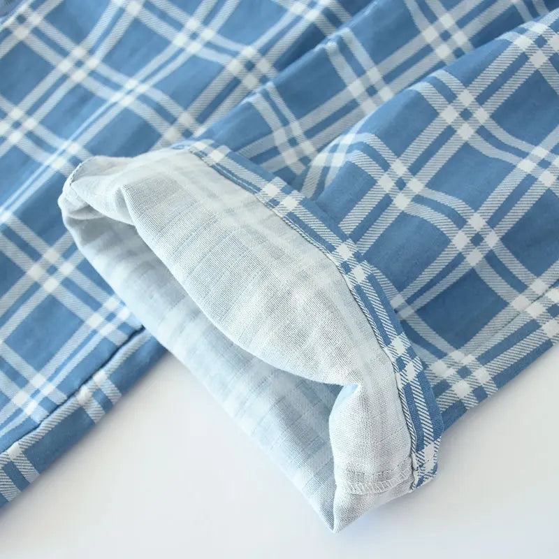 Men's Cotton Plaid Sleep Bottoms with Elastic Band