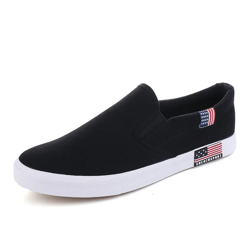 Black Canvas Slip-On Casual Shoes for Men