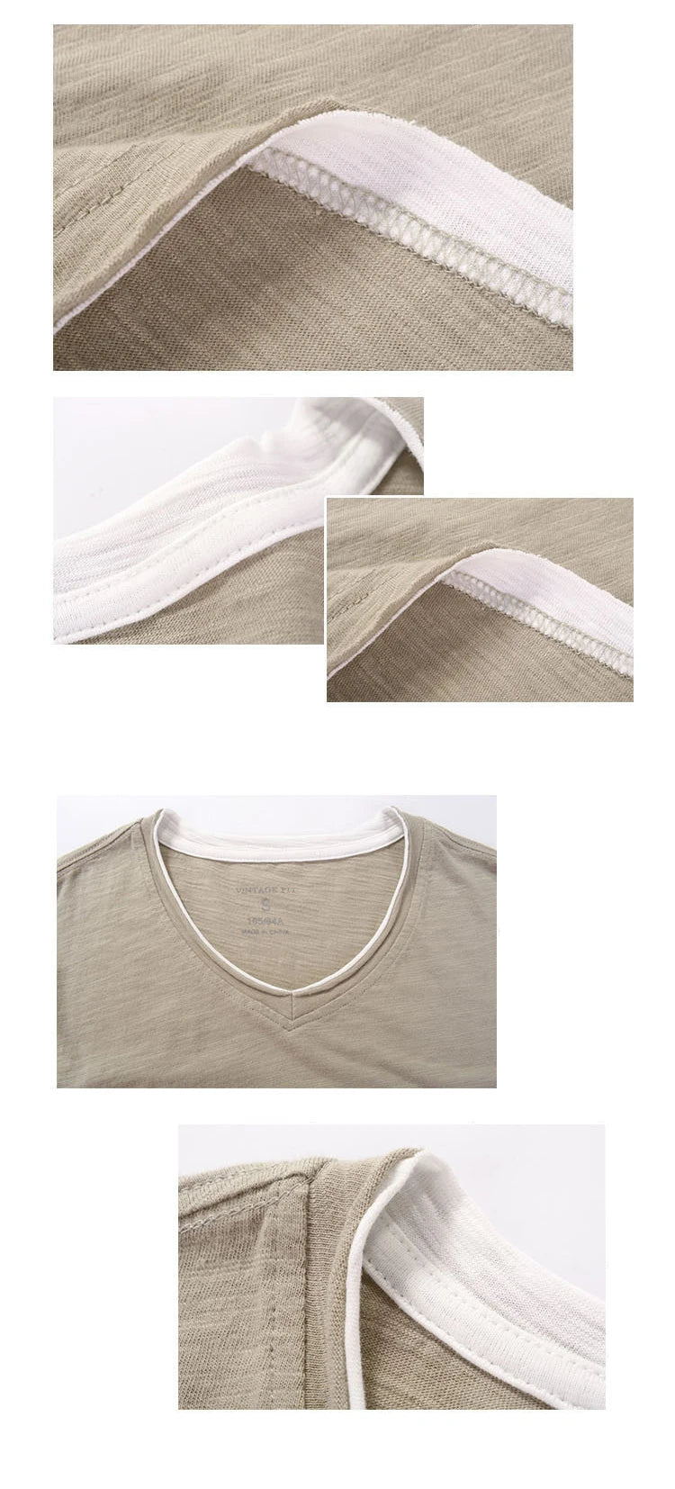 NONE 2026 + Fashion Men's T Shirt Vintage V-Neck Long Sleeve T-Shirt