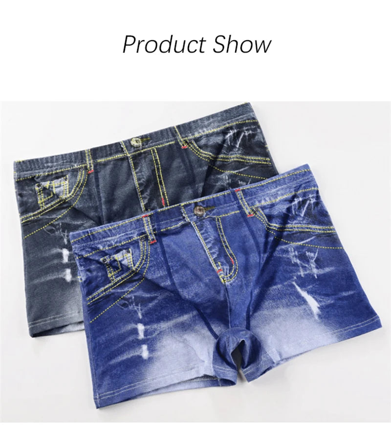 Men's 3D Print Denim Boxer Shorts