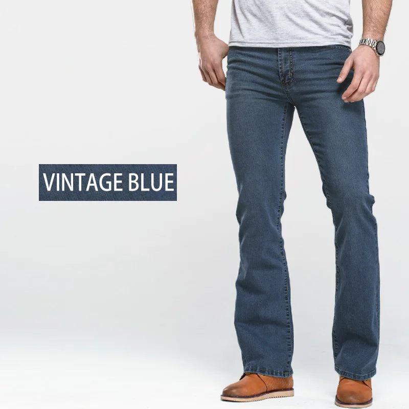 LGRG Men's Slim Fit Bootcut Jeans in Blue Black