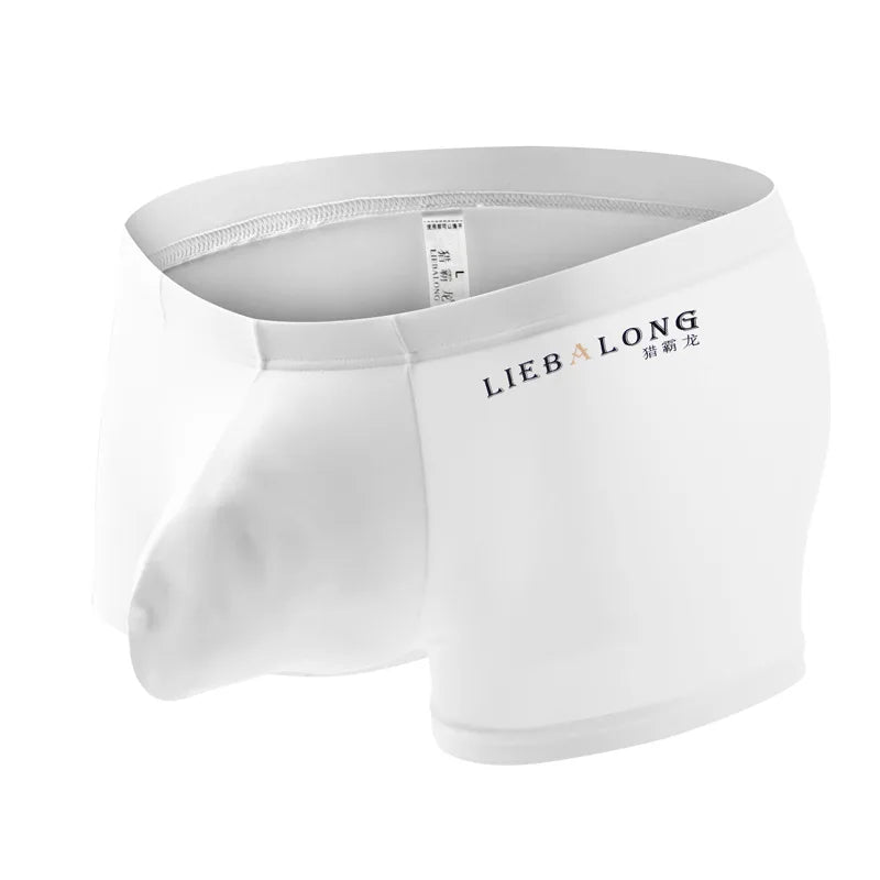 Ice Silk Boxer Underpants for Men with U Convex Pouch