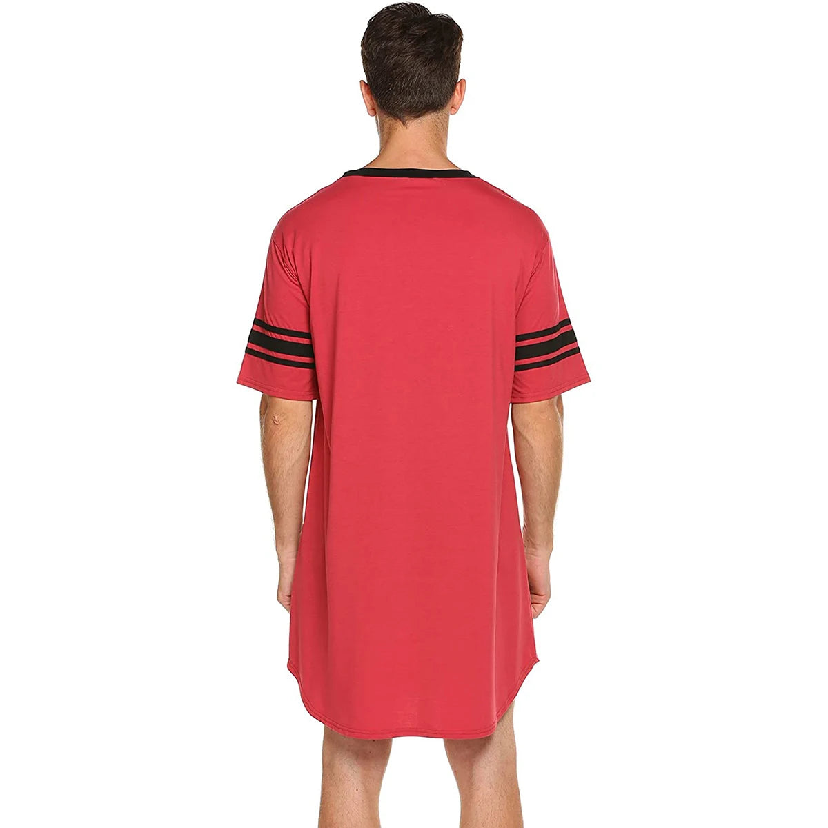 Men Cotton Nightshirt Short Sleeve V-neck Soft Loose Nightwear Comfortable Men Sleepwear Male Homewear Sleepshirts