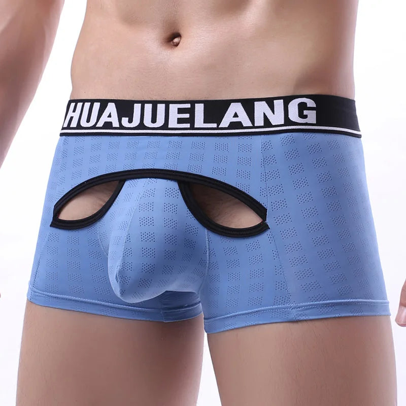 Men's Breathable Mesh Boxer Shorts with Big Penis Pocket