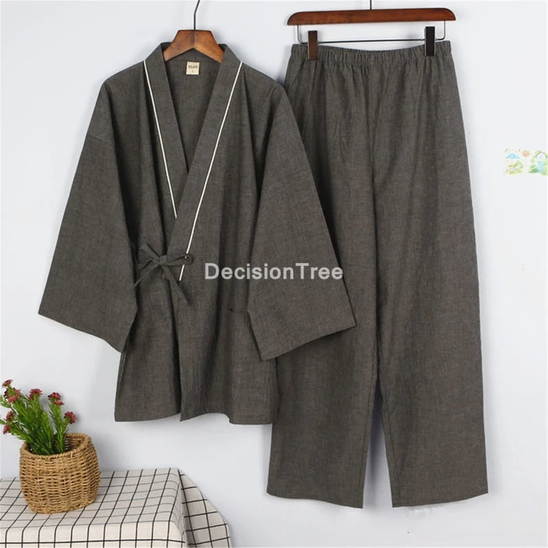 DecisionTree Japanese Style Cotton Linen Men Pajamas