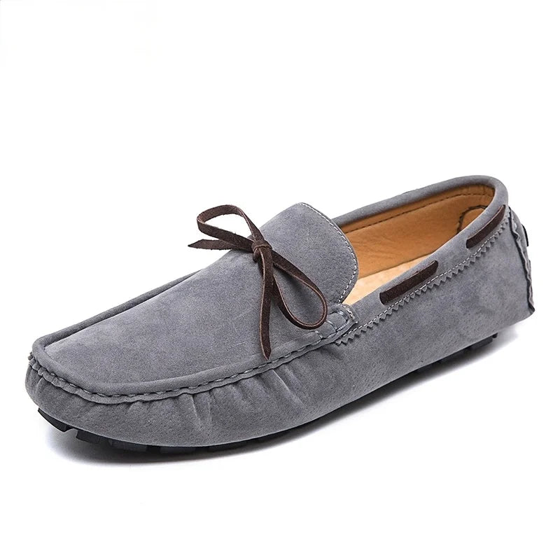 Mens Moccasin Loafers in Gray Brown Black Leather