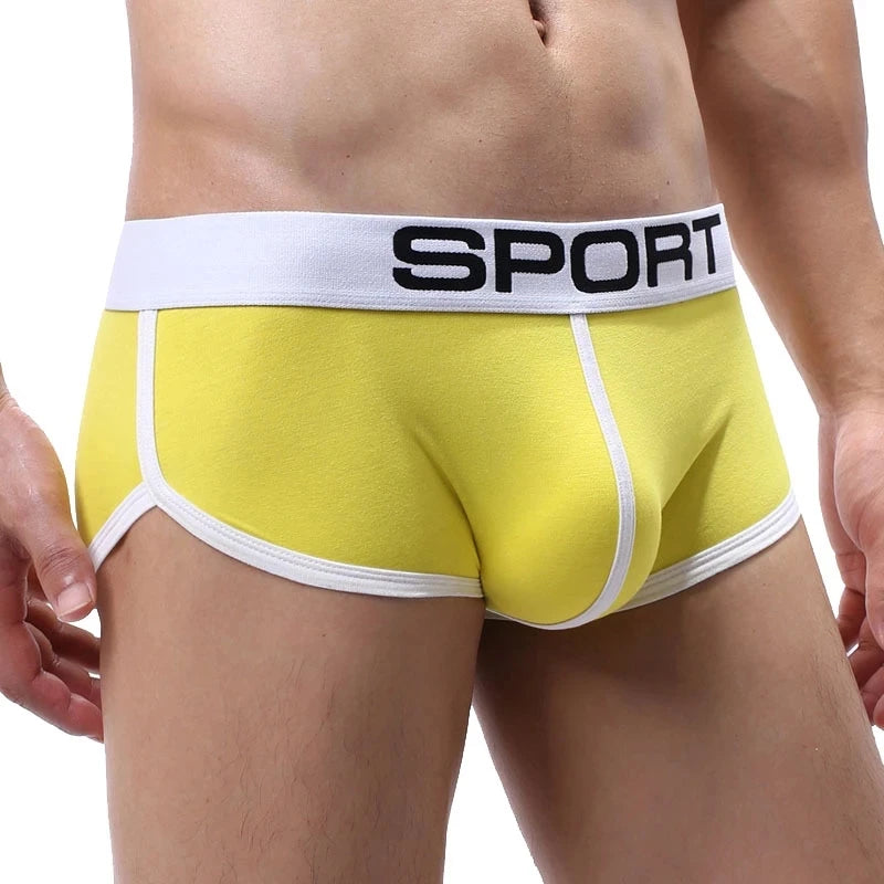 Men's Cotton Fitness Sports Boxer Shorts with U Bulge Pouch