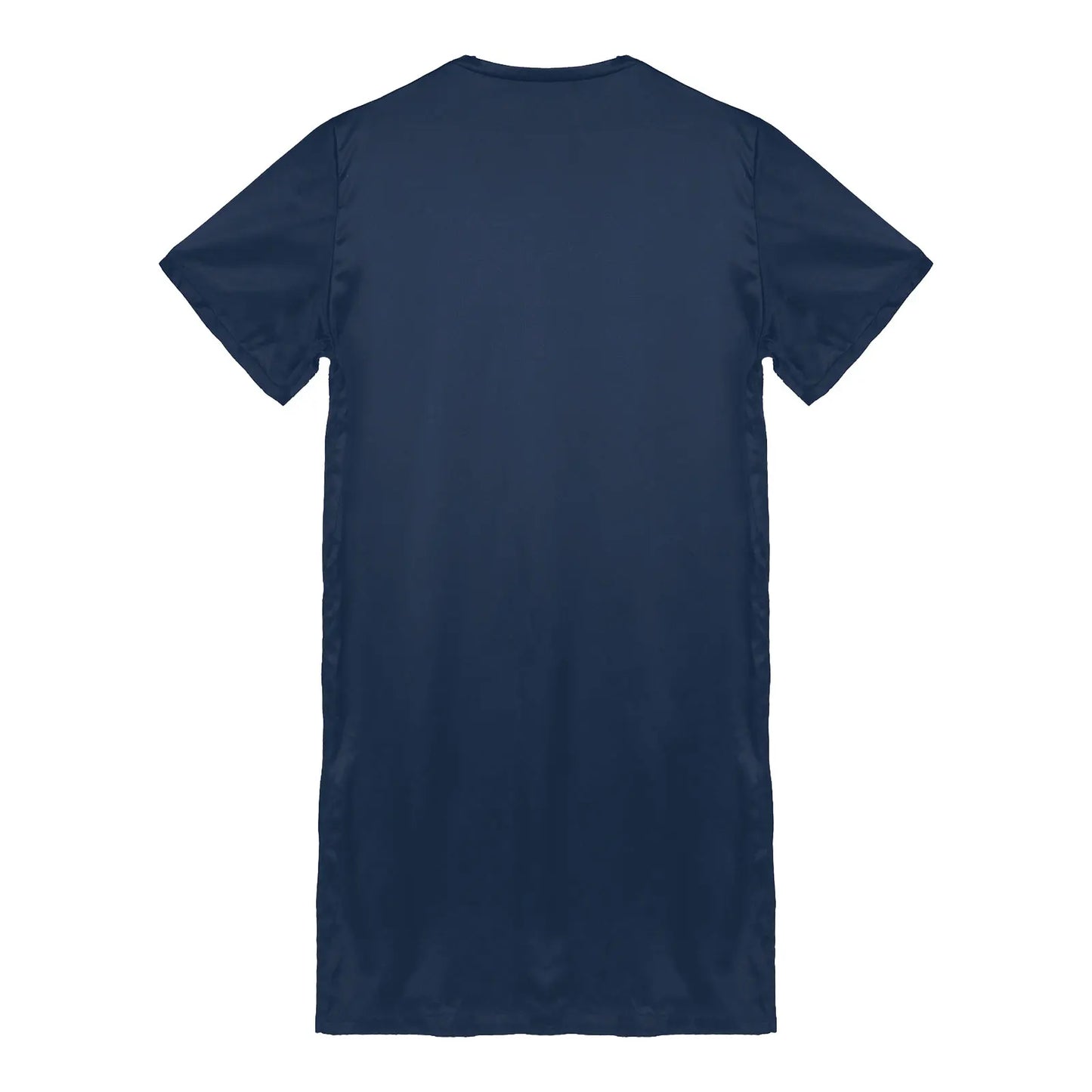 Men Satin Pyjama Sleep Tops Nightshirts Adult Summer Soft Solid Color V Neck Short Sleeve Sleepwear Casual Home Wear Nightwear