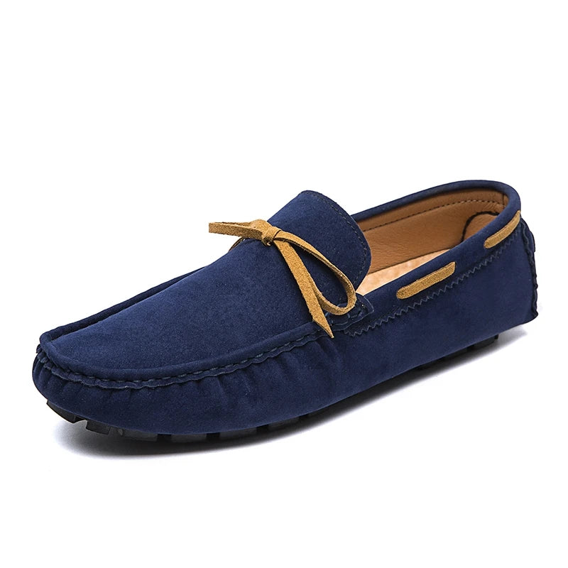 Mens Moccasin Loafers in Gray Brown Black Leather