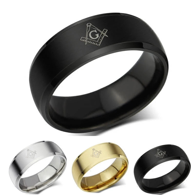 MSCHENGDORIS Masonic Rings Titanium Ring Men Stainless Steel Jewelry For Women Men