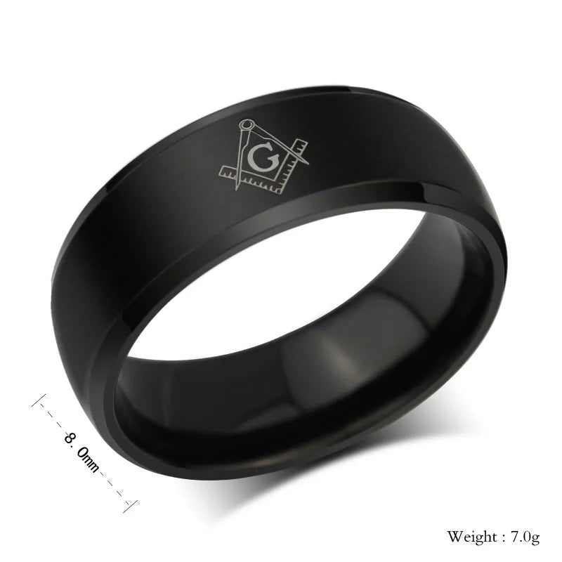 MSCHENGDORIS Masonic Rings Titanium Ring Men Stainless Steel Jewelry For Women Men