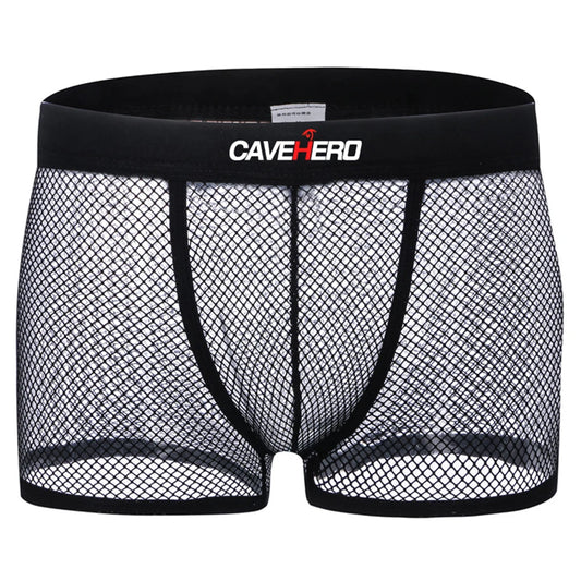 CAVEHERO Men's Transparent Boxer Briefs in Nylon