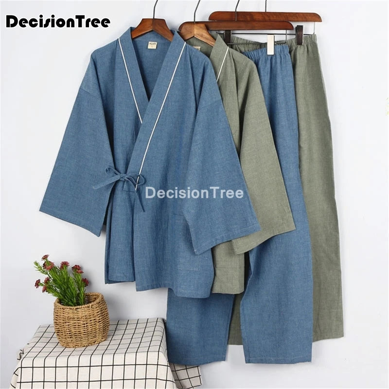 DecisionTree Japanese Style Cotton Linen Men Pajamas