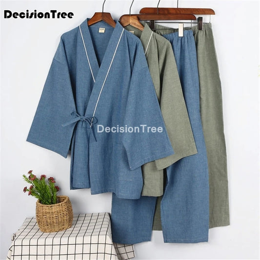 DecisionTree Japanese Style Cotton Linen Men Pajamas