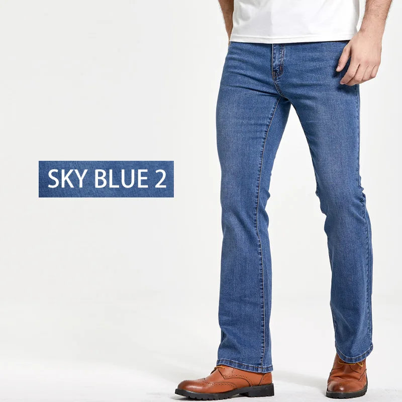 LGRG Men's Slim Fit Bootcut Jeans in Blue Black
